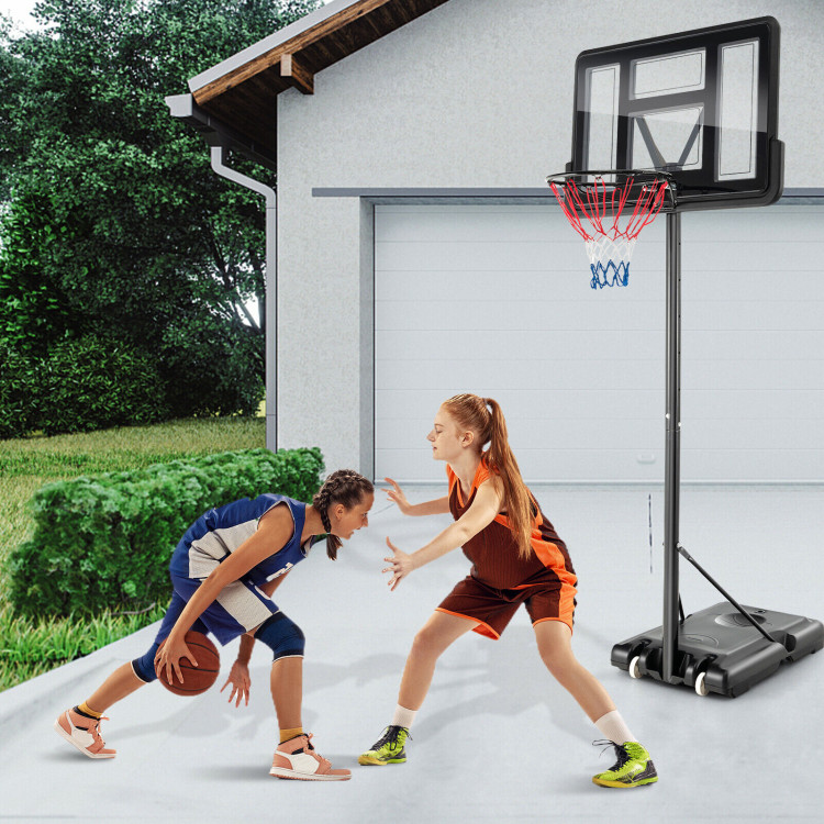 4.25-10 Feet Adjustable Basketball Hoop System with 44 Inch BackboardCostway Gallery View 7 of 10